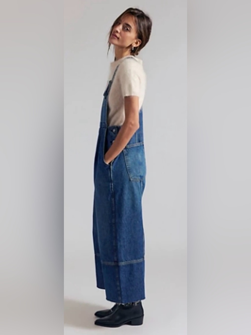 Free People We The Free Rambler Denim Overalls in After Midnight Sz XS $148 MSRP